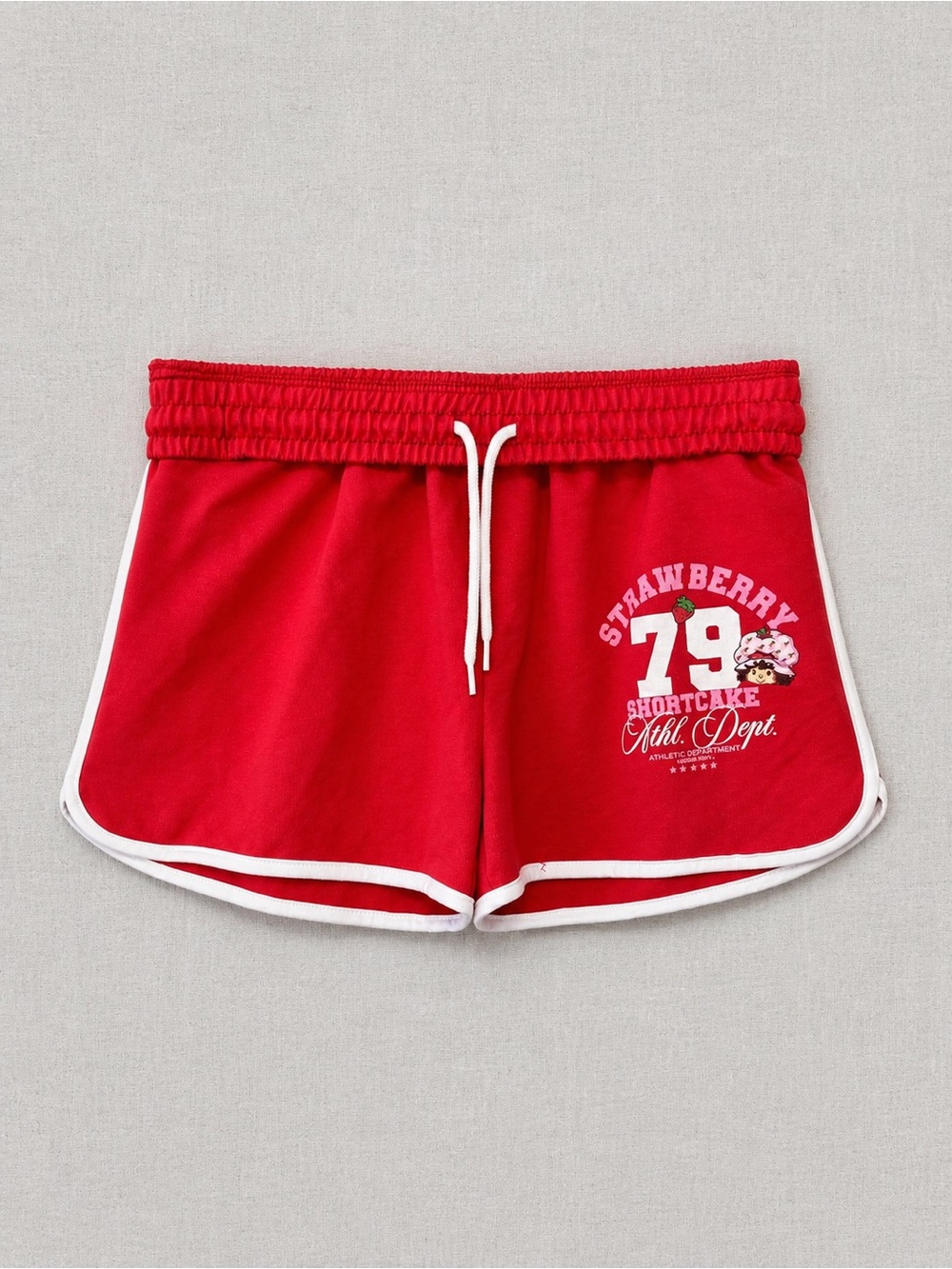 Strawberry Shortcake 79 Red Women's Athletic Shorts with Contrast Trim
